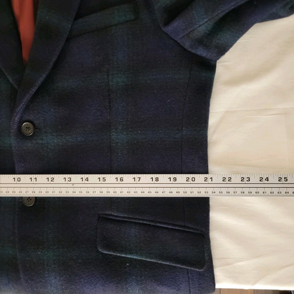Scotch & Soda Mens Navy Green Plaid Wool Blend Blazer Jacket Size L 50 Tartan - Picture 10 of 13